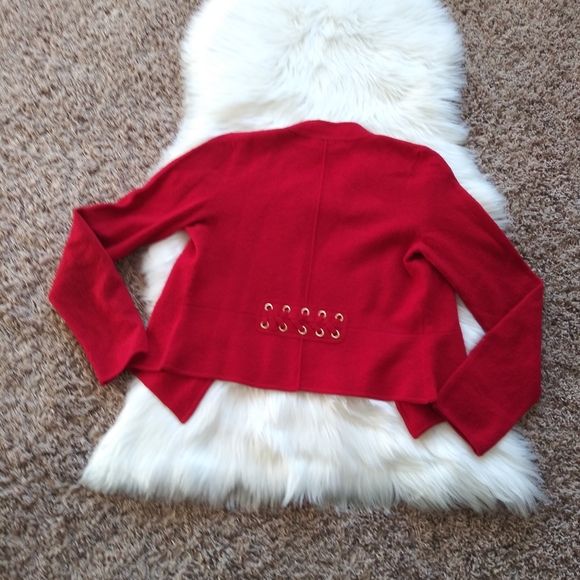 Cache Wool Jacket Red Blazer Lace Up Hook Sz Small - Picture 5 of 8